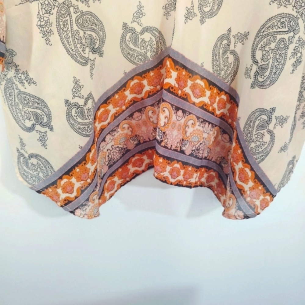 Autumn Beauty M/L Xhilaration Pretty Paisley Kimono Cardigan Coverup Semi-sheer - Picture 11 of 15